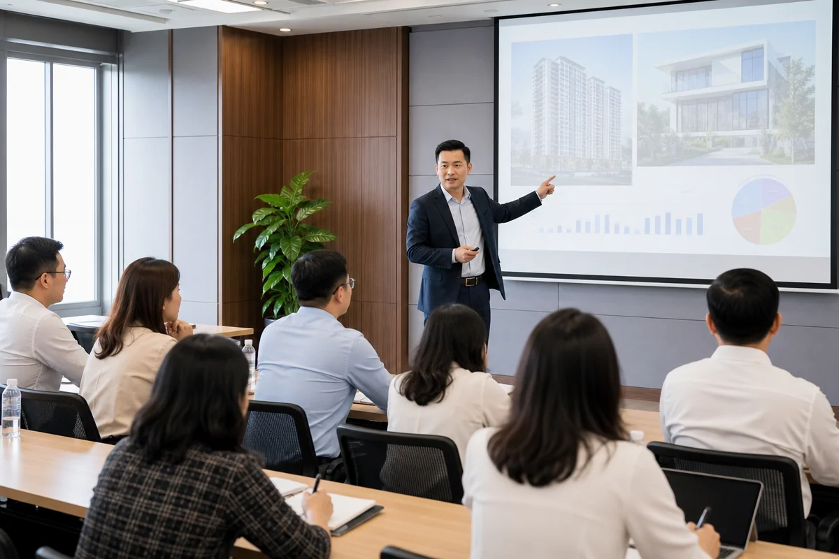 Lớp học bất động sản với giảng viên và học viên người lớn tại Việt Nam