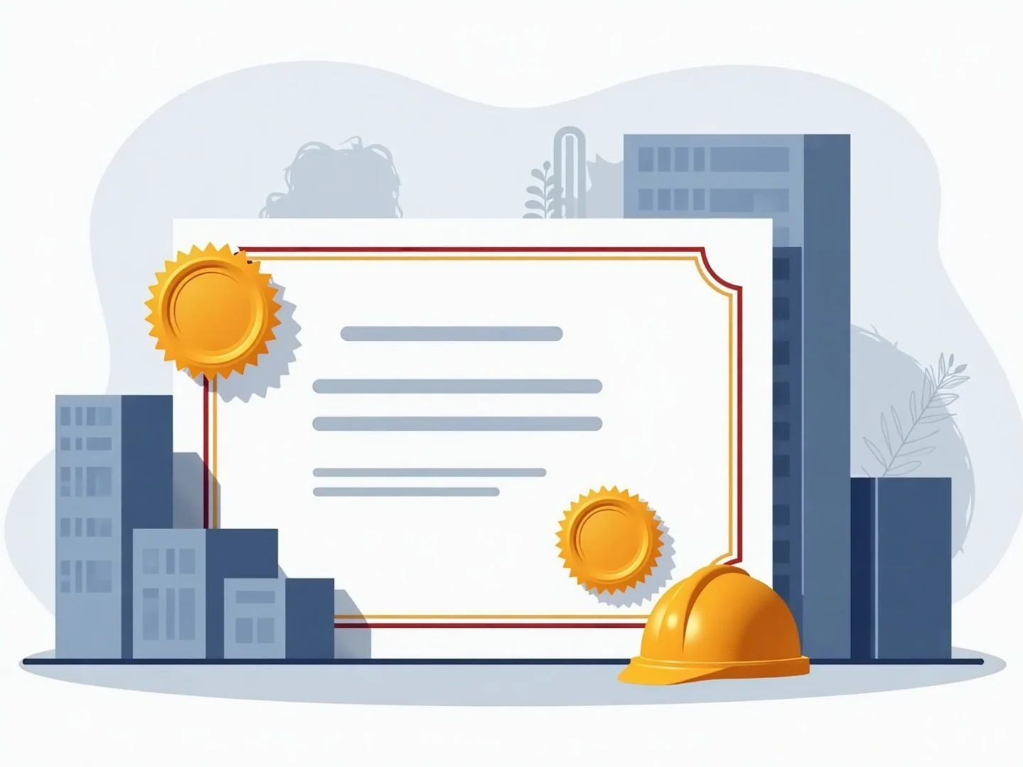 Chứng nhận hoàn thành khóa học nghiệp vụ xây dựng với biểu tượng xác thực không chữ