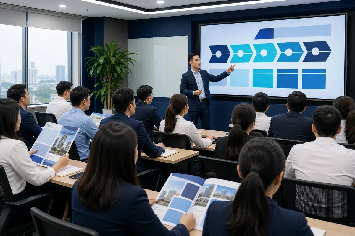 Lớp học quản lý sàn giao dịch bất động sản với giảng viên và học viên Việt Nam