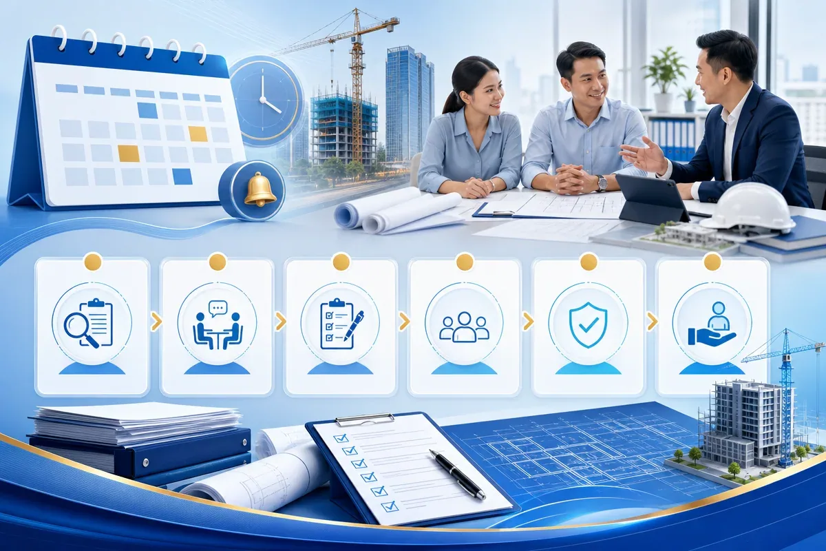 Lịch thi và quy trình tư vấn chứng chỉ tư vấn giám sát xây dựng với giao diện không chữ