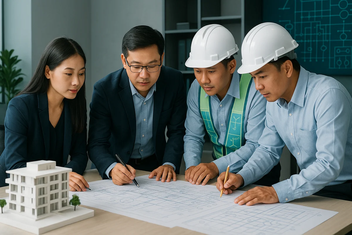 Kiến trúc sư và kỹ sư Việt Nam trao đổi bản vẽ thiết kế xây dựng