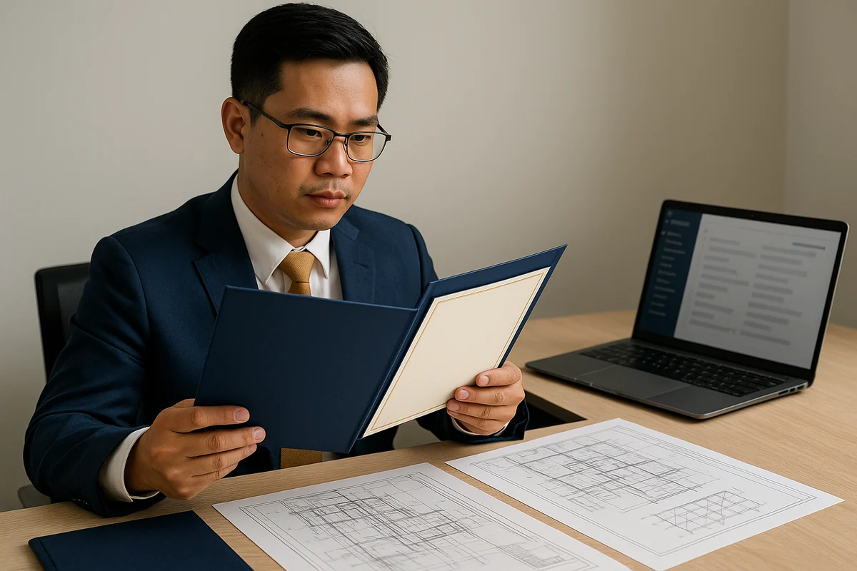 Rà soát hồ sơ chứng chỉ thiết kế xây dựng với tài liệu và bản vẽ không chữ