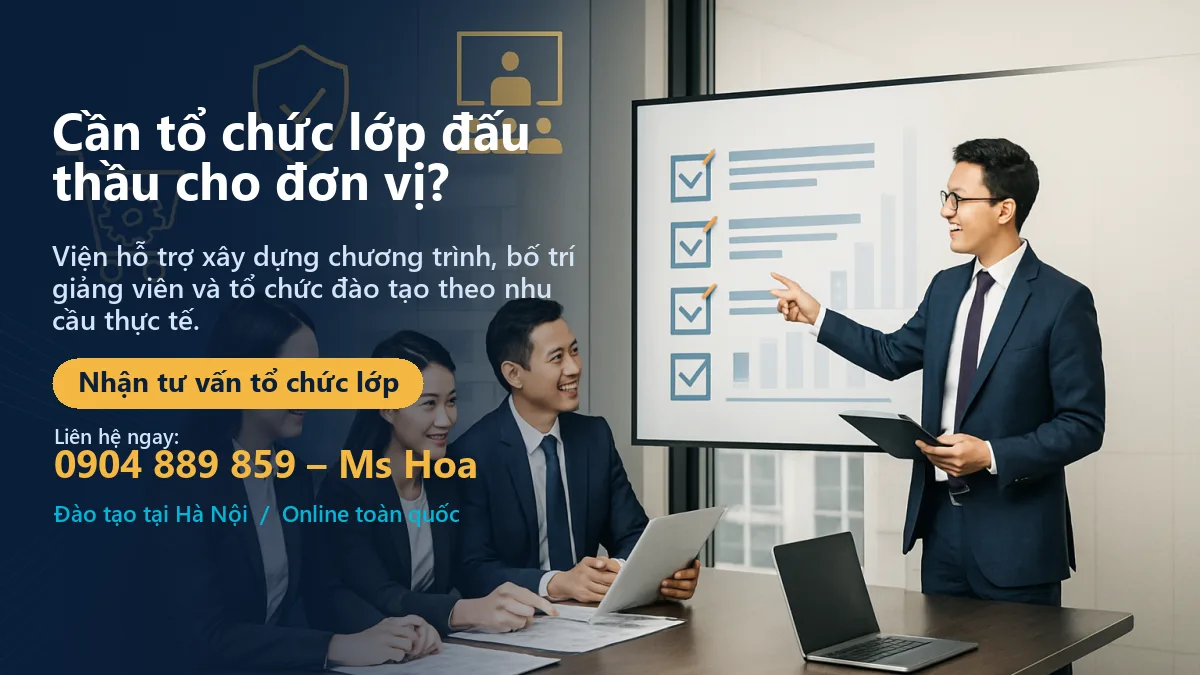 Banner tư vấn tổ chức lớp đào tạo nghiệp vụ đấu thầu tại Hà Nội